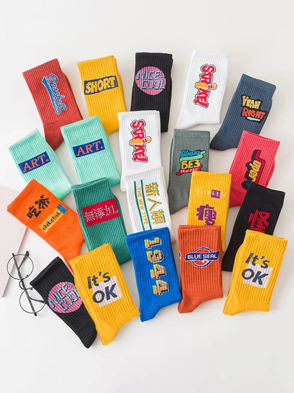 Polyester Elastane Knit Crew Socks