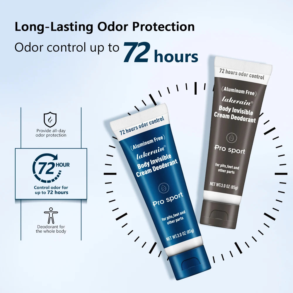 Invisible Body Deodorant Cream 72 Hour Odor Protection