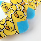 Polyester Elastane Yellow Duck Pattern Mid Calf Socks