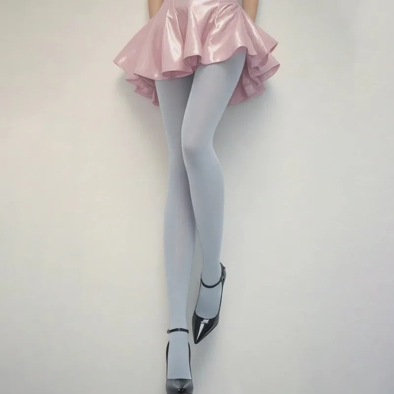 Nylon Elastane Solid Color Opaque Tights - 26