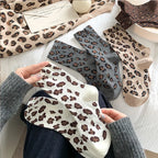Polyester Elastane Leopard Print Casual Crew Socks