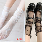 Womens Floral Lace Ankle Socks Breathable Nylon Casual Hosiery