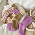 Polyester Elastane Blend Casual Mid Tube Socks 4 Pair Set