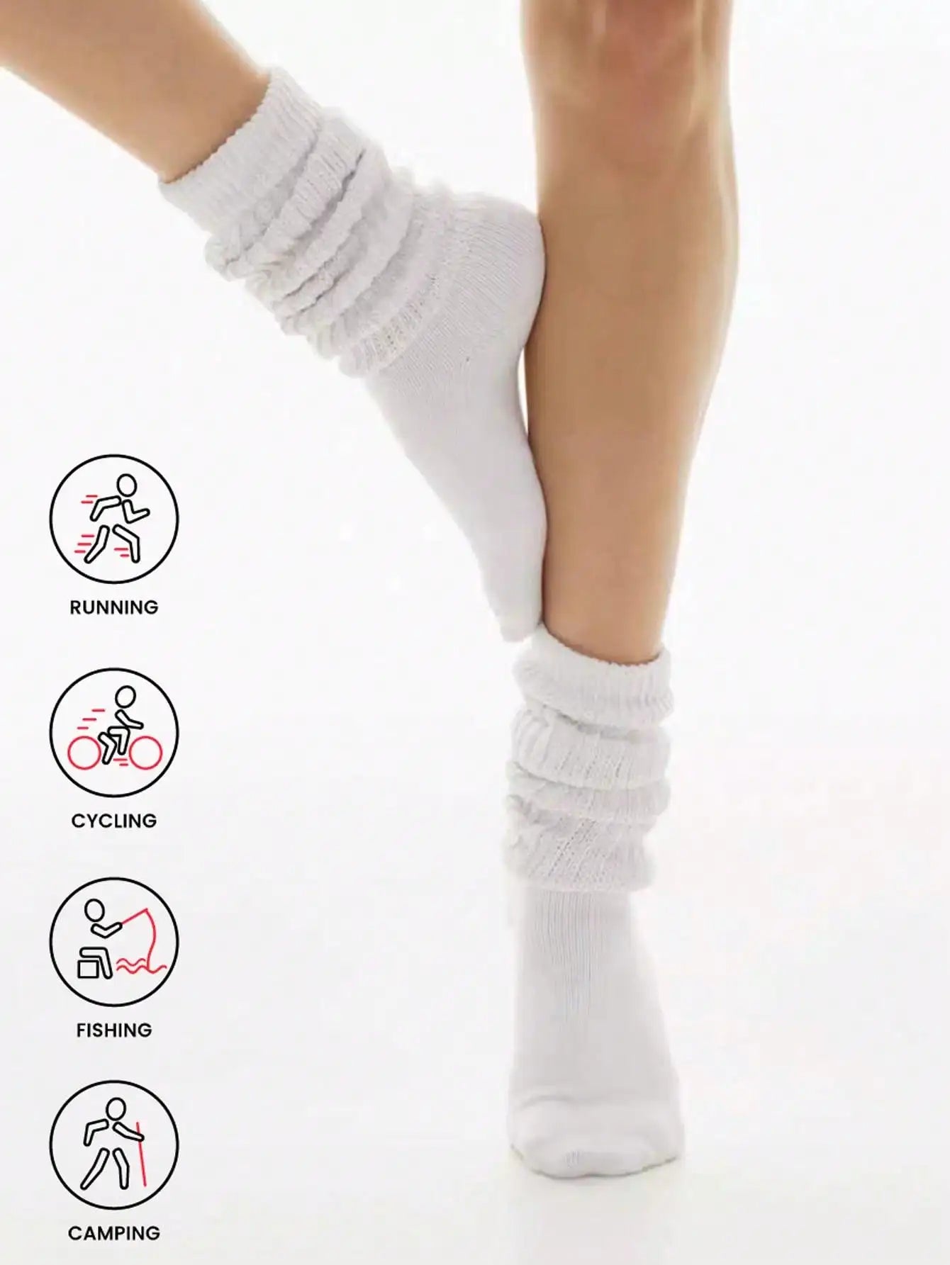 Polyester Elastane Knit Slouch Crew Socks - 1