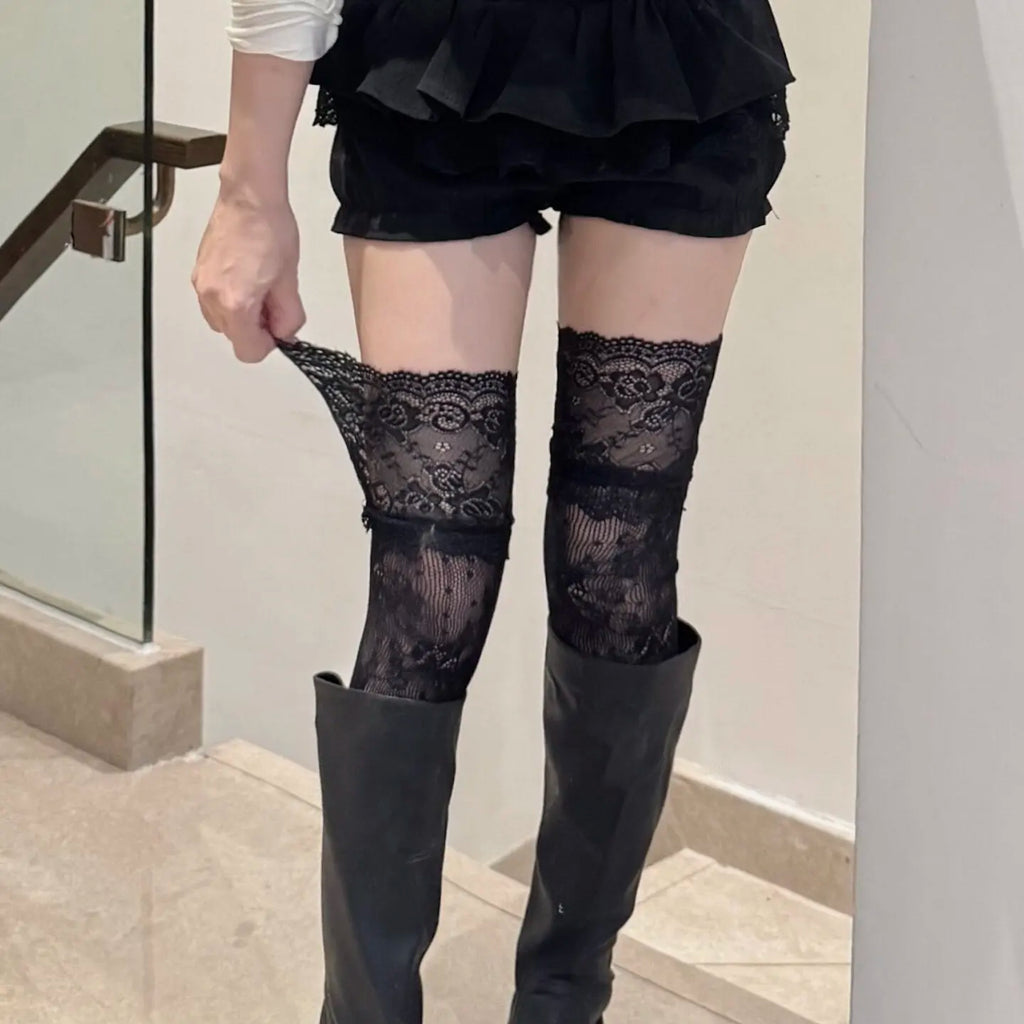 Floral Lace Over The Knee Stockings