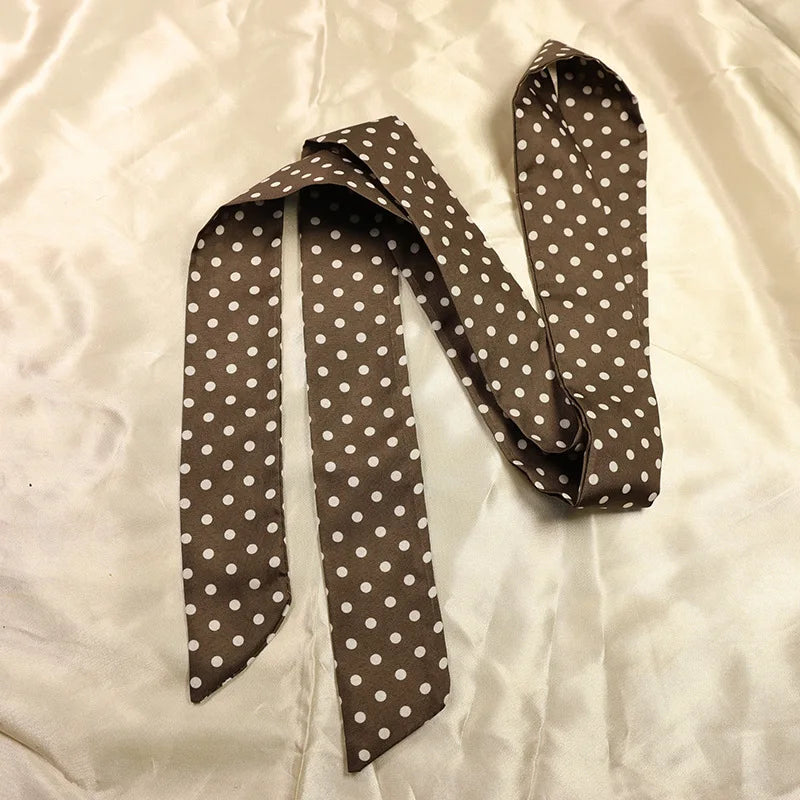 Polka Dot Polyester Long Ribbon Scarf Headband