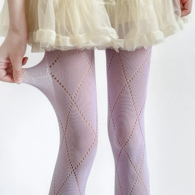 Nylon Geometric Pattern Mesh Tights
