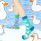 Cotton Blend Mid Calf Duck Pattern Casual Socks