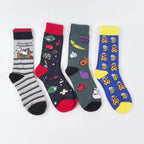 Polyester Elastane Printed Crew Socks for Men
