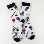 Polyester Blend Ice Hockey Pattern Mid Calf Socks