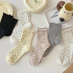Polyester Elastane Polka Dot Mid Tube Casual Socks