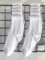 Polyester Spandex Mid Tube Socks 6 Pair Set