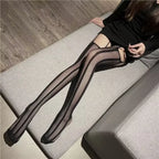 Nylon Striped Suspender Stockings for Women