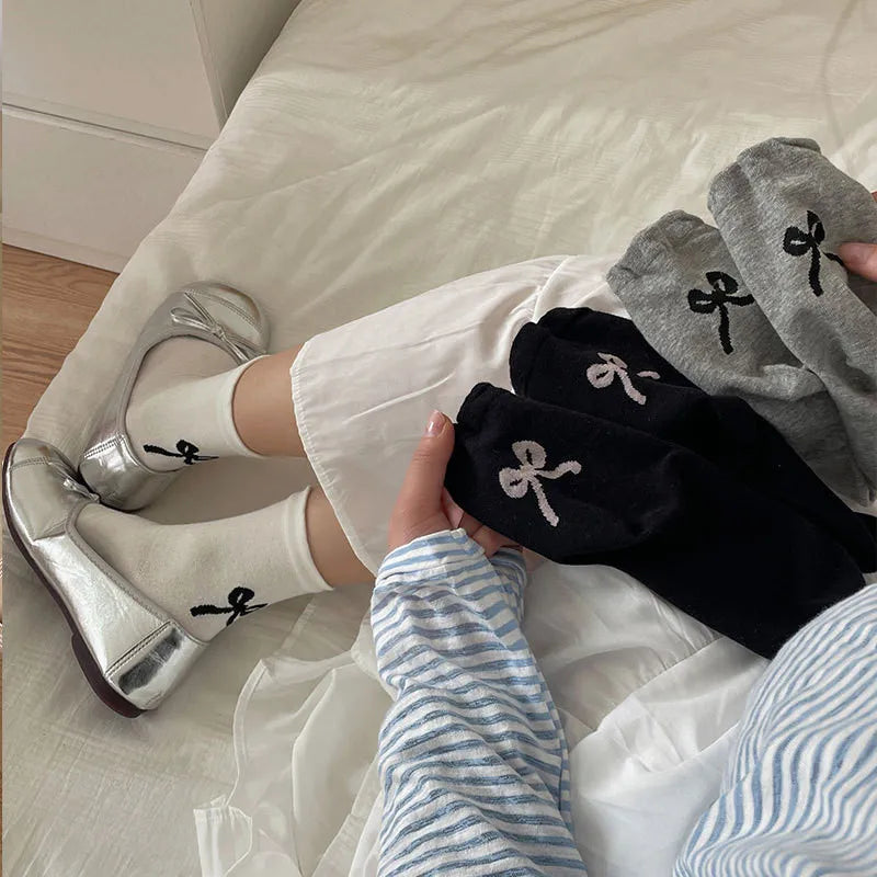 Cotton Bow Detail Crew Socks