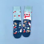 Cotton Blend Christmas Polar Bear Print Mid Calf Socks