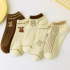 Polyester Blend Casual Cartoon Ankle Socks 5 Pack