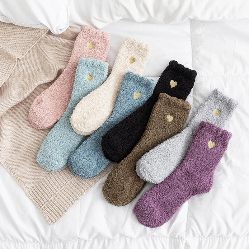 Thick Plush Coral Velvet Mid Tube Socks for Women