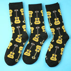 Polyester Guitar Pattern Mid Tube Casual Socks