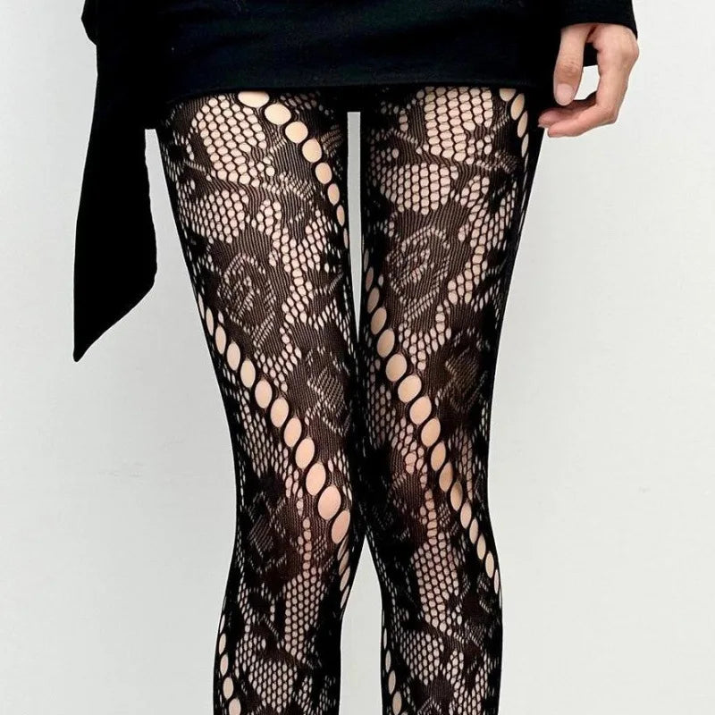 Floral Lace Mesh Patterned Women Tights