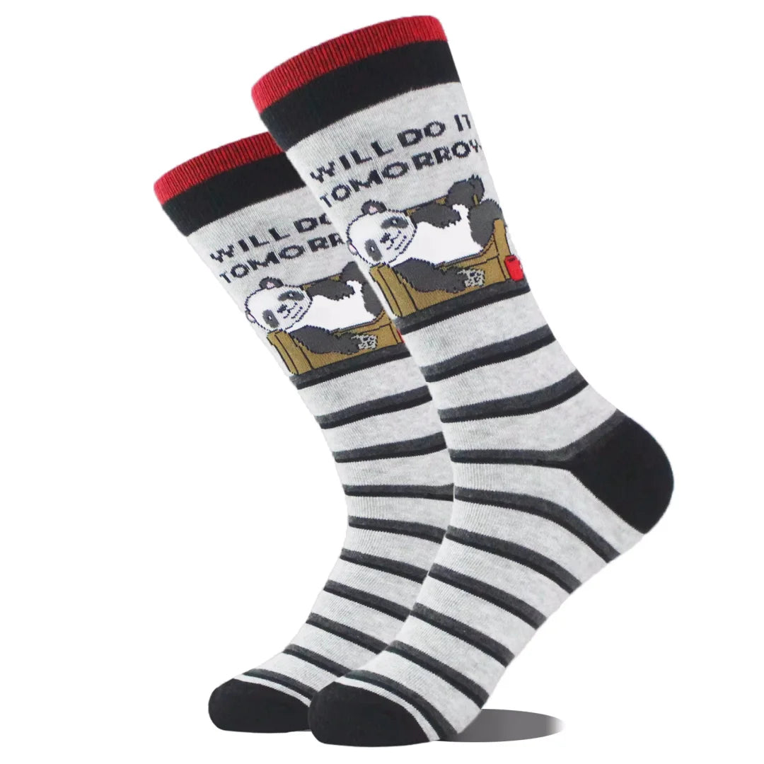 Polyester Elastane Printed Crew Socks for Men - 6