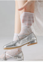 Lace Mesh Knit Ankle Socks Breathable Hollow Out Stockings