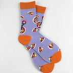 Cotton Blend Clown and Pizza Print Casual Mid Calf Socks