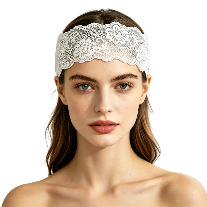 Floral Lace Elastic Headband for Women