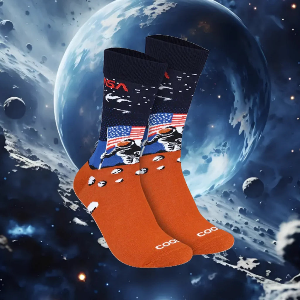 Cotton Blend Space Exploration Mid Calf Crew Socks