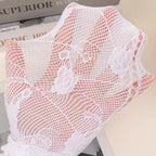 Floral Mesh Nylon Thigh High Pantyhose