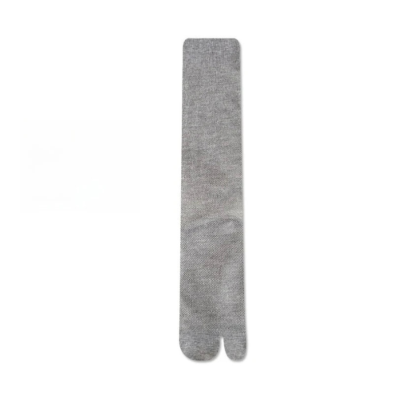 Cotton Blend Two Toe Tabi Socks Breathable Mesh Casual Mid Calf