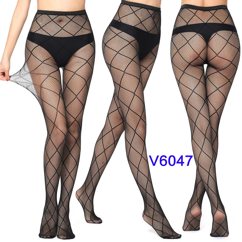 Nylon Spandex Jacquard Patterned Fishnet Pantyhose Tights