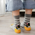 Polyester Elastane Crew Socks Cartoon Cat Pattern 5 Pairs