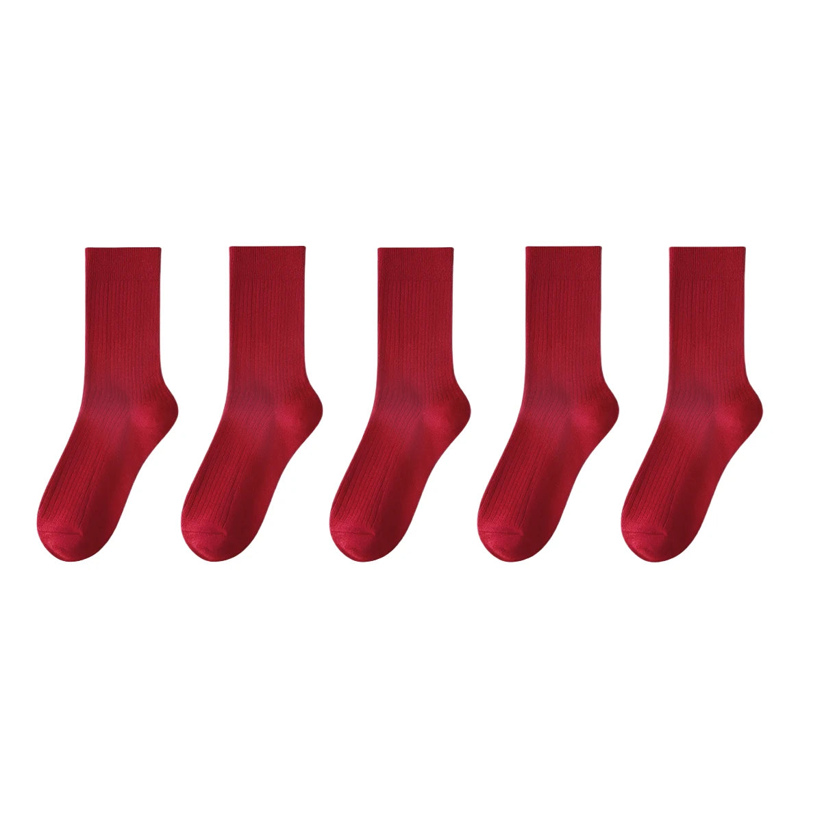 Polyester Elastane Crew Socks Women Casual Mid Tube Set