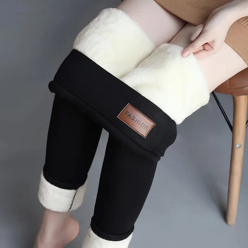 Polyester Fleece Lined High Waist Ankle Length Leggings