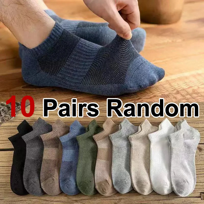 Men Polyester Elastane Low Cut No Show Casual Athletic Socks