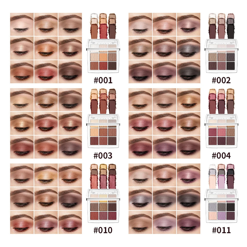 9 Color Powder Eyeshadow Palette with Makeup Brush - 8