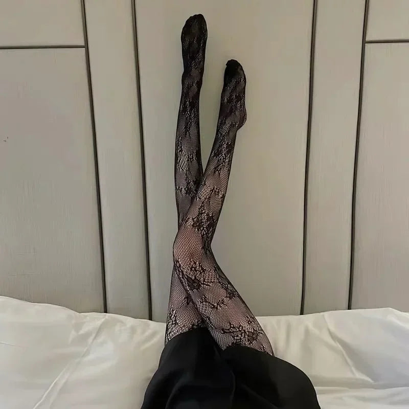 Floral Nylon Pantyhose Breathable Lace Tights