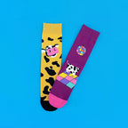 Cotton Blend Cartoon Cow Print Crew Socks