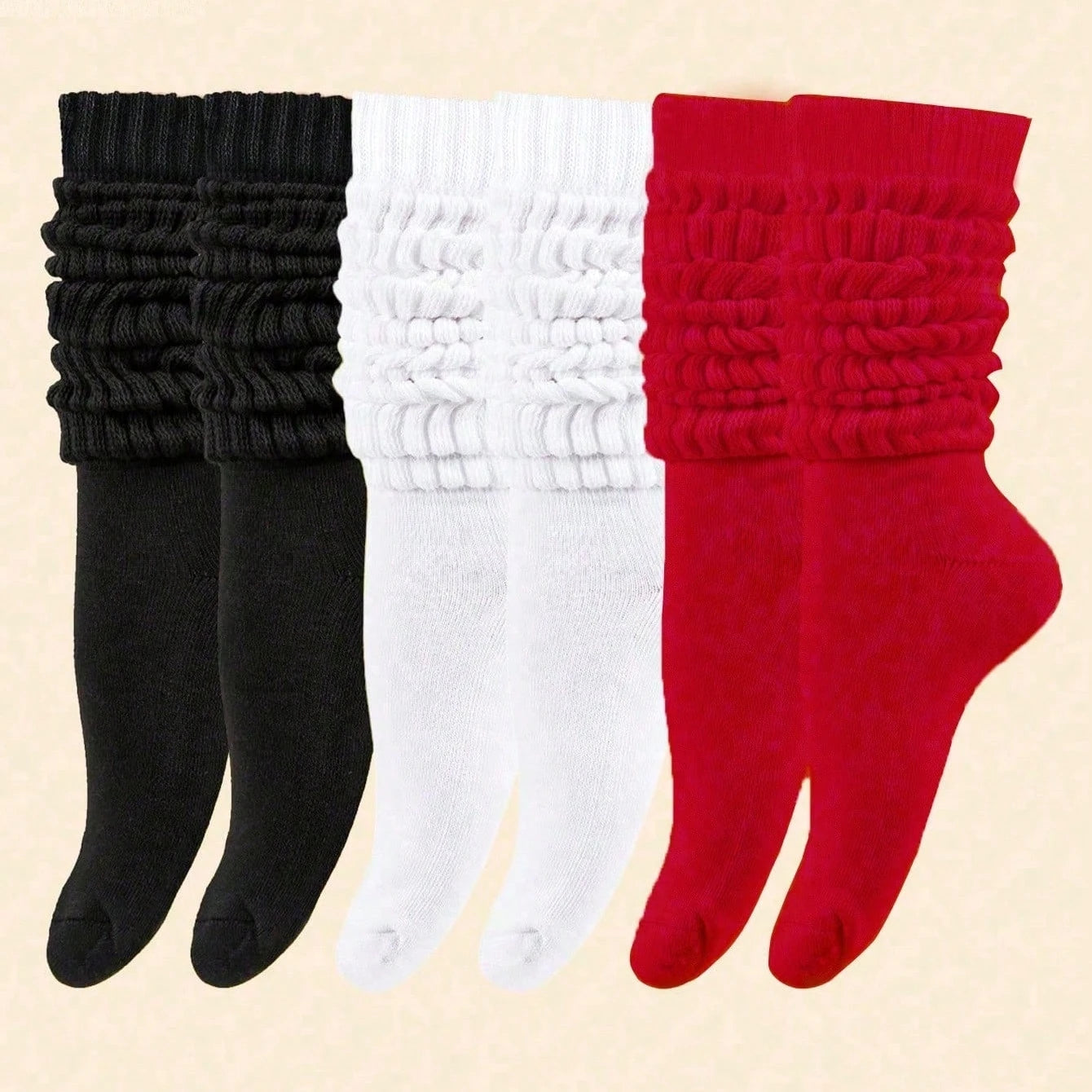 Polyester Elastane Knit Slouch Crew Socks - 1