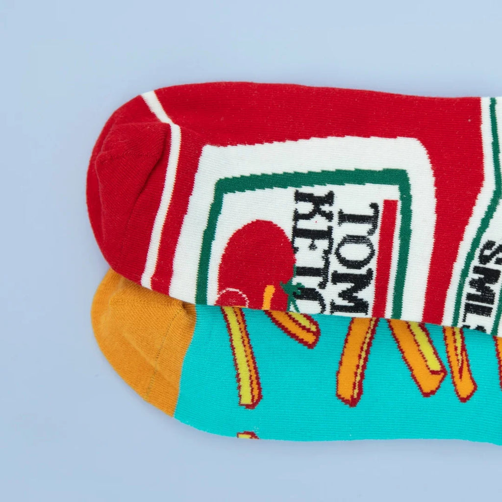 Cotton Blend Low Tube French Fry and Tomato Print Socks