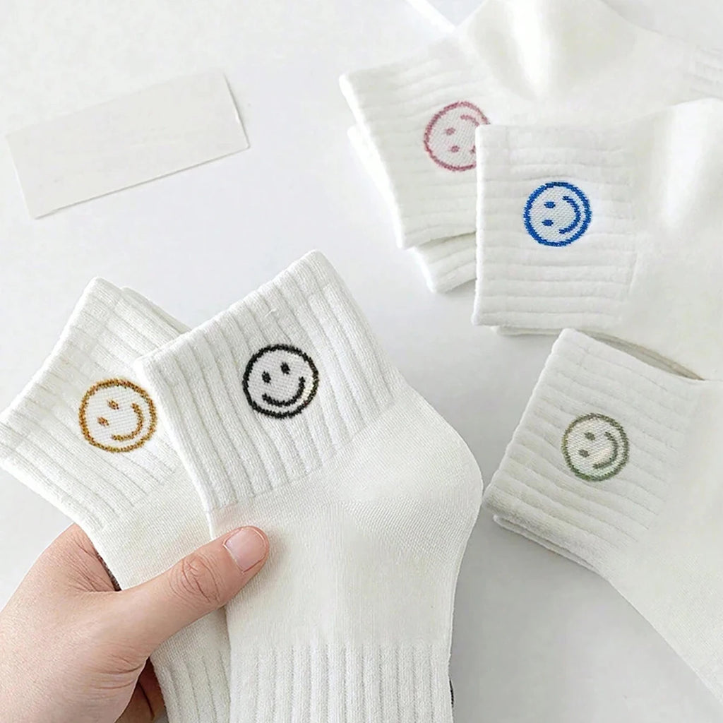 Polyester Elastane Smiling Face Ankle Socks