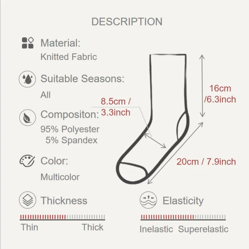 Polyester Elastane Crew Socks Number 23 Pattern - 6
