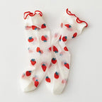 Nylon Spandex Fruit Print Lettuce Edge Mid Tube Socks