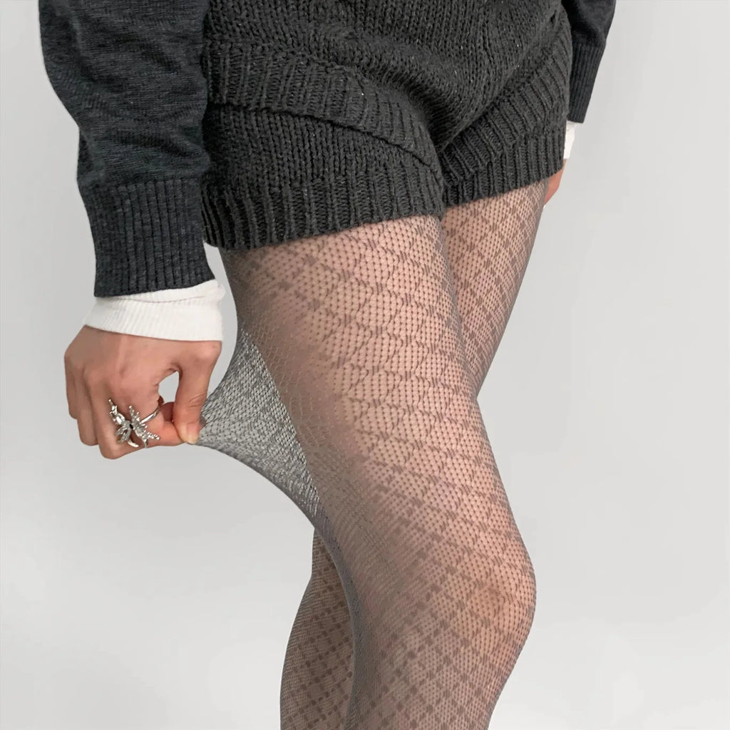 Geometric Pattern Nylon Mesh Pantyhose
