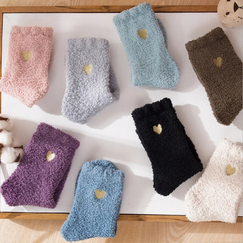 Thick Plush Coral Velvet Mid Tube Socks for Women