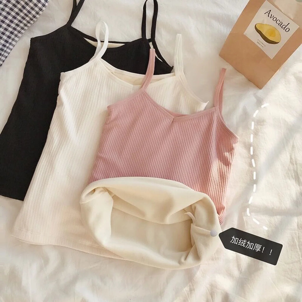Velvet Lined Sleeveless Thermal Tank Top