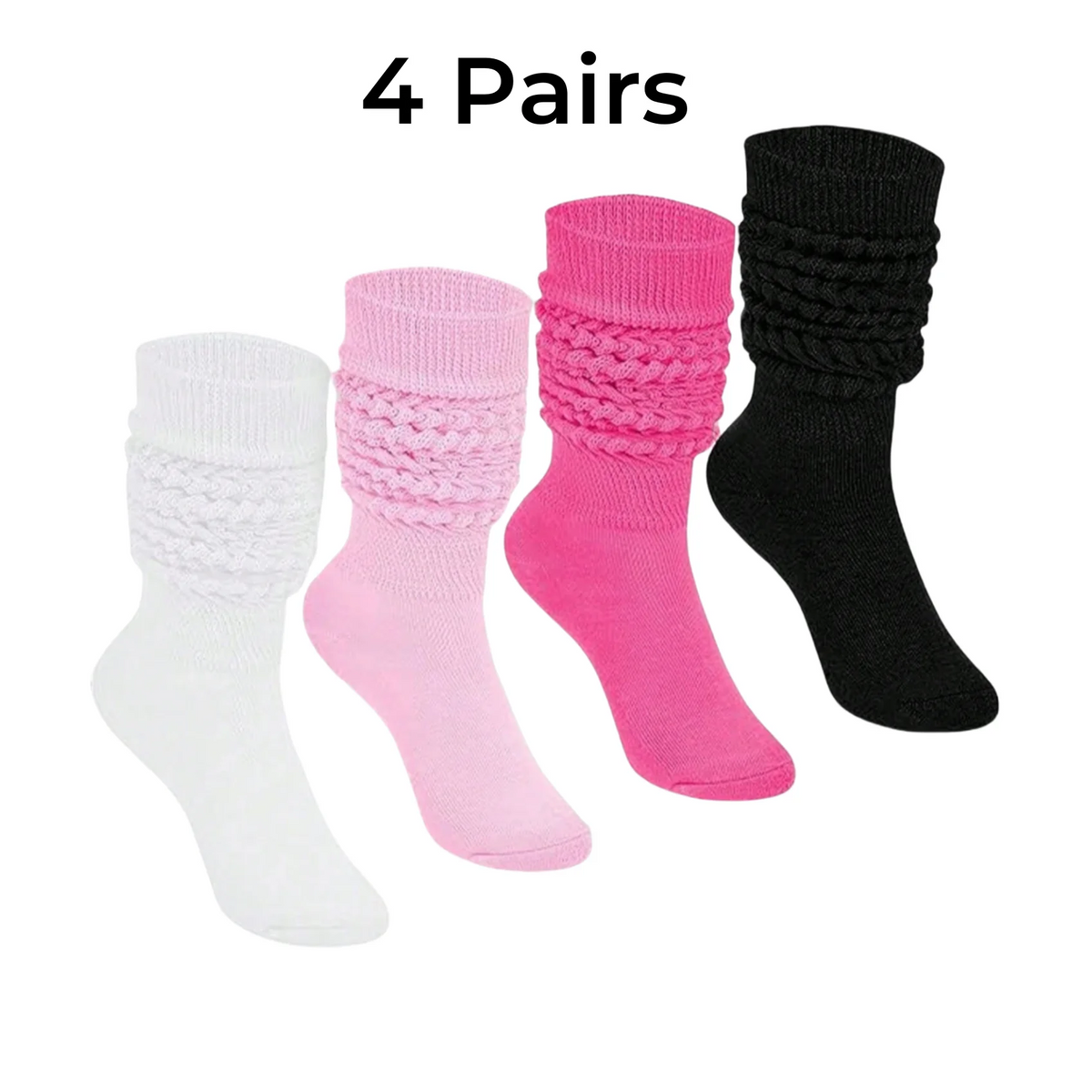 Polyester Elastane Slouch Knit Crew Socks 8 Pack