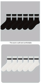 Polyester Blend Striped Mid Tube Crew Socks