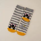 Cotton Blend Cat Pattern Casual Crew Socks for Women
