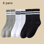 6 Pairs Polyester Spandex Mens Crew Socks